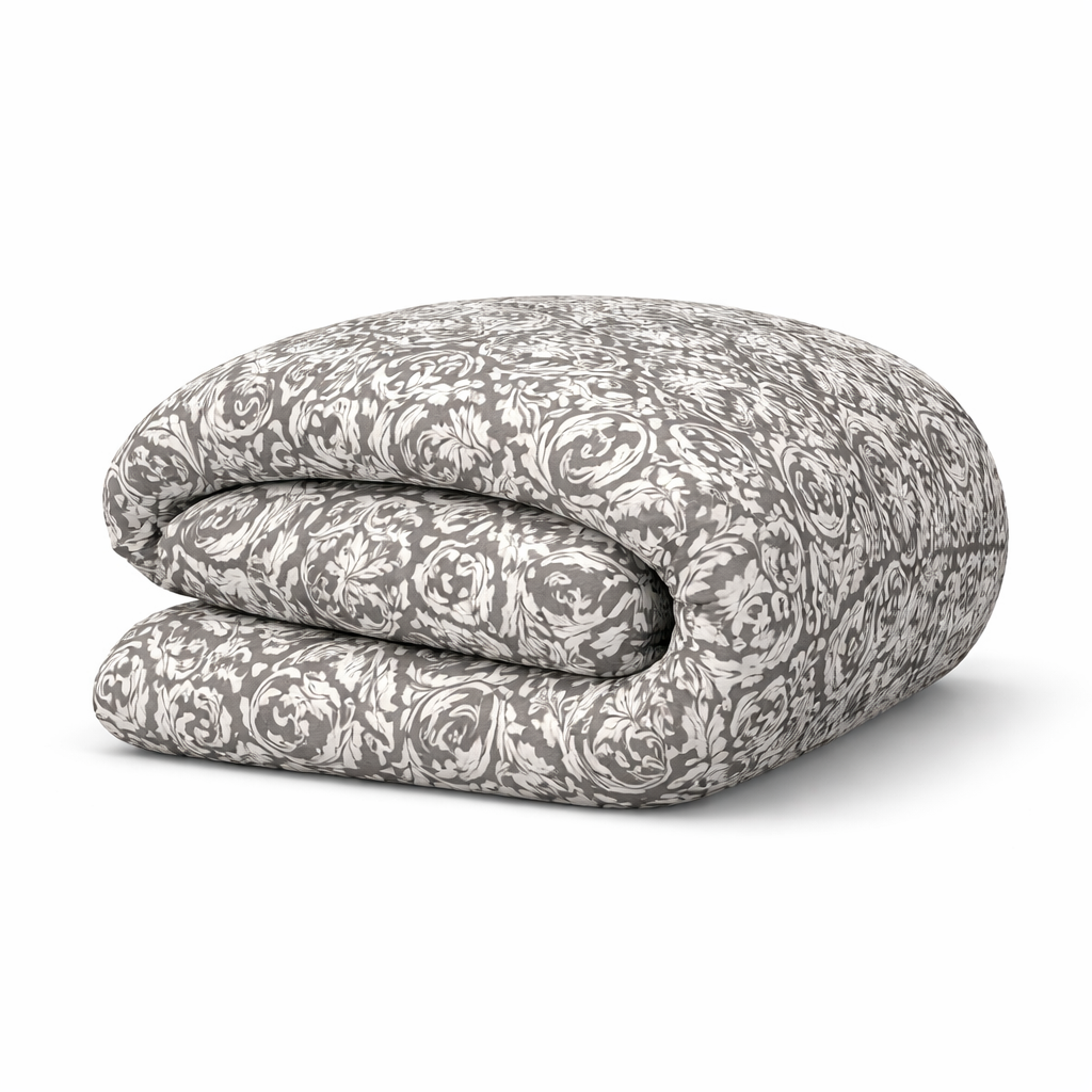 180x220 لحاف رمادي تصميم داماسك مقاس
