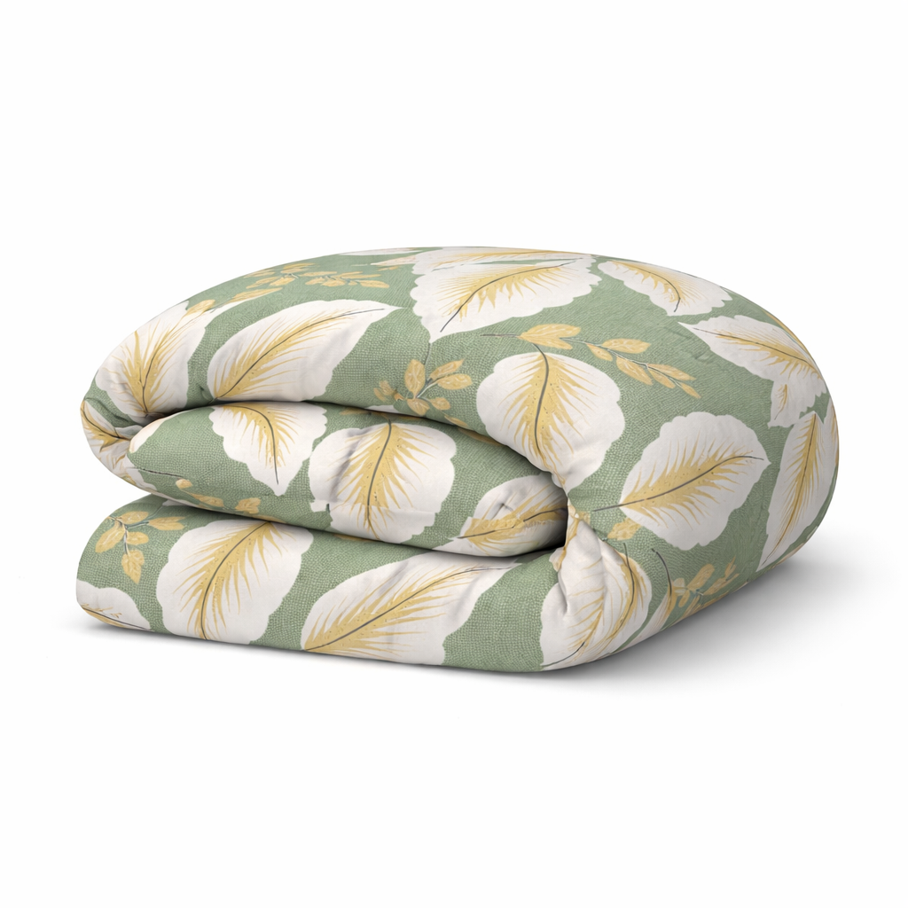 180x220 لحاف فايبر سنجل مشجر اخضر مقاس