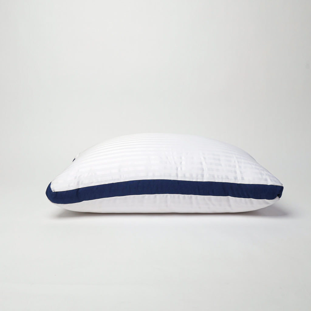 Conilie Striped Pillow with Navy Side Border